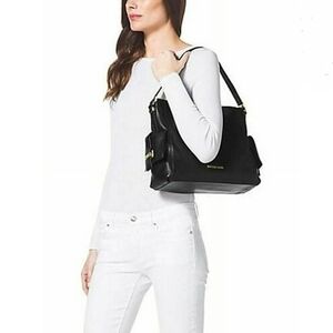 Michael Kors Marly Calf Leather Black Shoulder Bag